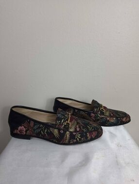 Sam Edelman Loraine Black Bird Print Pattern Brocade Flat Shoes